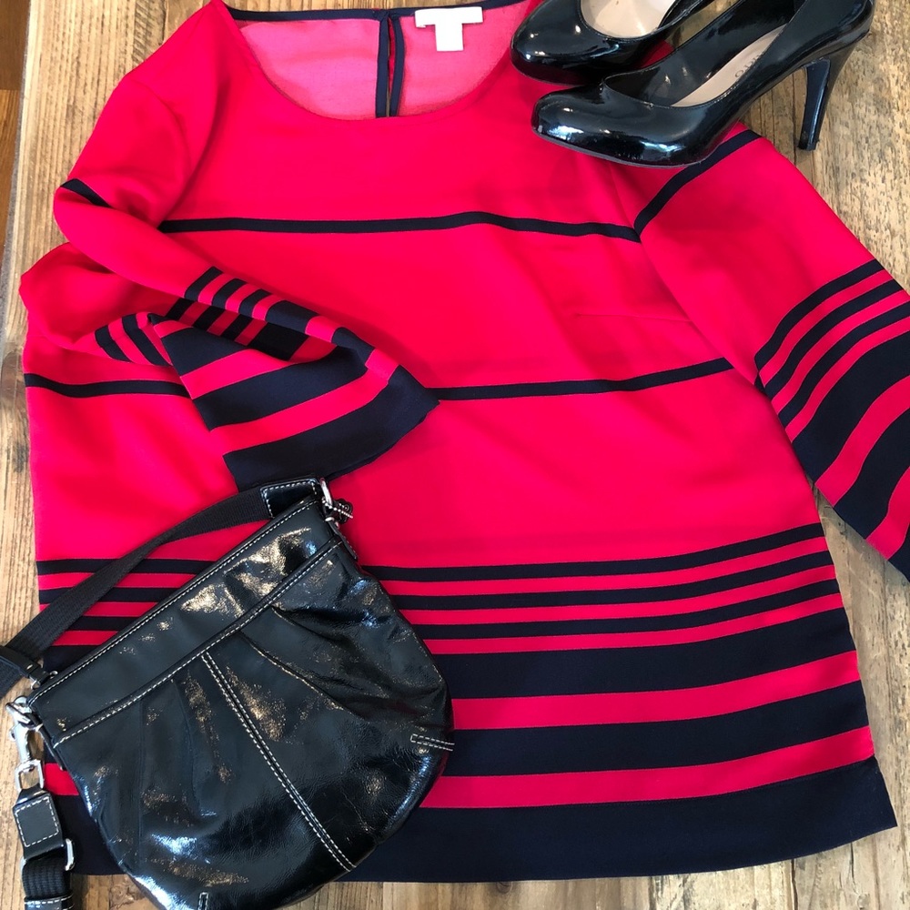 Saint Tropez West red and navy striped top